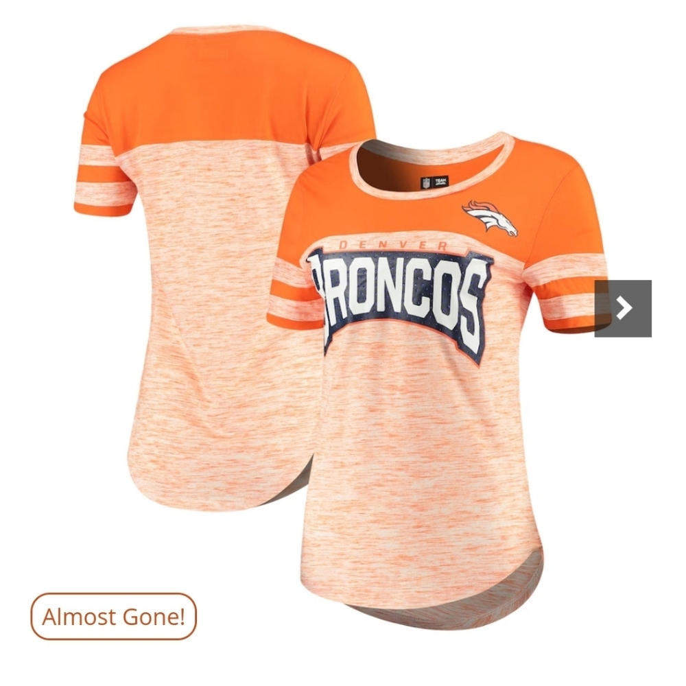 New NFL Team Apparel Denver Broncos Orange Short Sleeve Shirt Women's Size Small